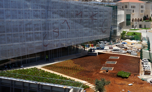 Landscape design execution in progress to boost the new Byblos Library's atmosphere