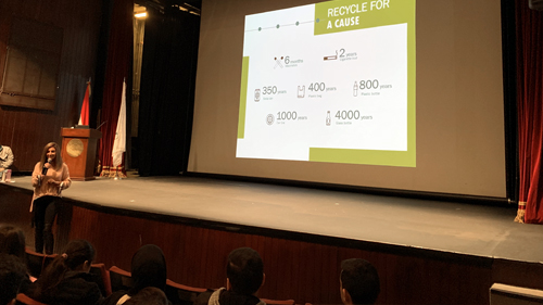 Facilities Management raised awareness about LAU's recycling initiative on Friday January 11, during the Dean of students' new students Spring 2019 orientation at Byblos Campus.